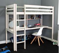 Hit - Kids High Sleeper Bed Frame - White - Wooden - 3ft - Happy Beds
