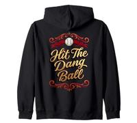 Hit The Dang Ball Baseball Player Zip Hoodie