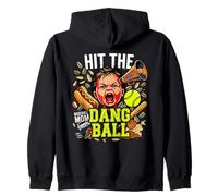 Hit The Dang Ball Baseball Softball Mom Screaming Face Zip Hoodie
