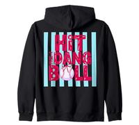 Hit The Dang Ball Coquette Baseball Softball Zip Hoodie
