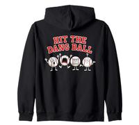 Hit The Dang Ball Funny Baseball Faces Varsity Humor Zip Hoodie