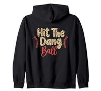 Hit The Dang Ball Leopard Baseball Season Funny Zip Hoodie