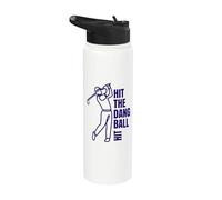 Hit The Dang Ball Minimalist Golf Swing Line Art Stainless Steel Insulated Water Bottle