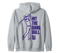 Hit The Dang Ball Minimalist Golf Swing Line Art Zip Hoodie