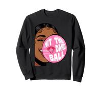 Hit The Dang Ball Pop Art Baseball Black Woman Sweatshirt