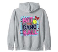Hit The Dang Ball Softball Baseball Player Zip Hoodie