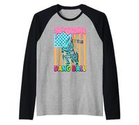 Hit The Dang Ball Summer Baseball Ice Cream Fun Raglan Baseball Tee
