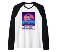 Hit The Dang Ball Vaporwave Golf Cart Retro Sunset Raglan Baseball Tee
