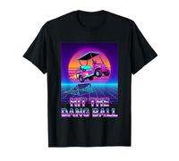 Hit The Dang Ball Vaporwave Golf Cart Retro Sunset T-Shirt