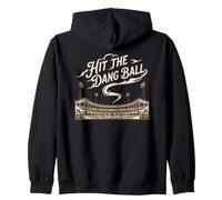 Hit The Dang Ball Vintage Baseball Stadium Retro Zip Hoodie