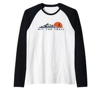 Hit the Trail Runner Retro Vintage Running Mountain Art Raglan Baseball Tee