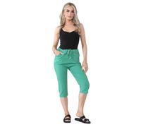Hit Trendz® Ladies Stretch Plain Magic Italian Shorts - Womens Comfy Crushed Casual Summer Short Joggers Stretchy Capri Bottom Short (Jade Green, 8-14)