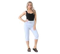 Hit Trendz® Ladies Stretch Plain Magic Italian Shorts - Womens Comfy Crushed Casual Summer Short Joggers Stretchy Capri Bottom Short (Grey, 8-14)