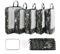 Hitanfe 7 Pcs Compression Packing Cubes Travel for Suitcases, Luggage Organizer Lightweight Storage Bags Set for Backpack Travel- Packaging Cubes for Carry-Ons and Storage (black green)