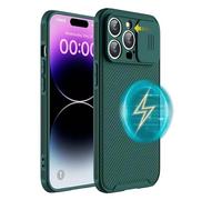 Hitaoyou iPhone 13 Pro Hülle mit Kamera-Abdeckung, magnetische Hülle für iPhone 13 Pro 6.1 Zoll [unterstützt Magsafe-Ladegerät], dünne Polycarbonat-Schutzhülle mit Schiebe-Kamera-Abdeckung, grün