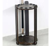 HiTbod Pool Cues Racks, 9-Hole Freestanding Round Billiard Stick Rack Snooker Billiard Storage Stands for Billiards Rooms/Black Wood Grain/33X60Cm