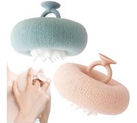 Hitburu Body Sponge Sunflower Shape, 2 in 1 Shower Loofah, Suction Cup Mesh Scrubber Ball for Women Men Boys Bath Time Post-Workout Gym Travel Home Hotel Beach Spa