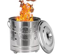 Hitburu Burn Barrels for Outside | Fire Barrel | Portable with Fire Hook And Liner Stainless Covered Cage for Fallen Leaves Deck Garbage Backyard Trash Balcony Fake