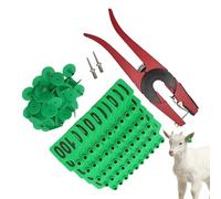 Hitburu Cattle Tags - Sheep Monitoring Labels | 001-100 Numbered Ear Tags with Applicator Set for Livestock Breeding Tracking Programs Beef Cattle Sheep Farming