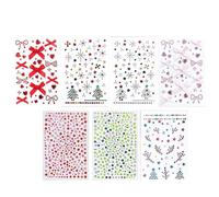Hitburu Christmas Face Gem Stickers,7 Sheet Makeup Bling Stick Decor - Cosplay Face Jewels Costume Christmas Tree Bow Face Gems Stick Rhinestone Stickers Pasties for Parties