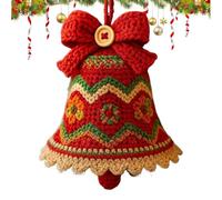 Hitburu Christmas Ornament Crochet Kit - Crochet Complete Kit Christmas Bell Ornament - Handmade Art Supplies for Craft Enthusiasts Beginners Holiday Mindfulness Practice Home Decorators Adults School