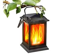 Hitburu Dancing Flame Solar Lantern, Solar Powered Fence Flame Light, Long Lasting Hangings Lamp Decorative Night Bulbs for Camping Patio Backyard Yard Porch Outdoor Halloween