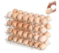 Hitburu Egg Holder - Egg Holder for Counter Display | Large Clear Box 4-Tier Storage Organizer, Space Saving Organization and Storage for Kitchen Pantry Farm