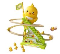 Hitburu Electric Duck Stair Climbing Toy - Small 12-Duck Climbing Stairs Electric Toy - LED Flashing Lights Music Early Learning Game for Children Preschoolers Kids Girls Boys