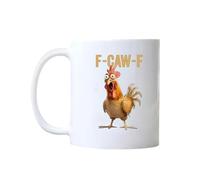 Hitburu F-Caw-F Funny Chicken Mug, 11Oz/15Oz Personalized Name F-Caw-F Funny Chicken Humor Ceramic Custom, Rooster Humorous Mug, Gift for Men, Women Coffee Cups