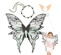 Hitburu Fairy Wings for Girls | Angel Wing Costume Set with Floral Headpiece Wand Ears,Cosplay Costume for Stage Wedding Holiday Performance Princess Role-Playing Party Favors