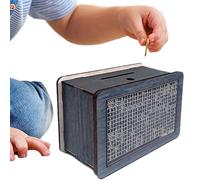 Hitburu Money Saving Box - Vintage Wooden Reusable Container | Portable Savings Bank | for Bookshelf Bedside Nightstand Desk Target Girls Boys Adults Women Men