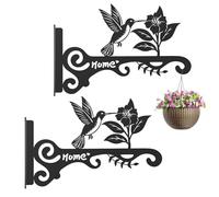 Hitburu Plant Wall Hanger | Planter Hangers - 10 Inch Metal Rack with Bird Flower Design for Wall Porch Yard Balcony Patio Garden Wind Chime Lantern Display