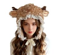 Hitburu Plush Hat,Antler Print Costume Accessory - Super Soft Warm Hat,for Daily Wear Travel Birthday Holiday Party Cosplay Comedy Stage