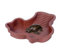Hitburu Reptile Pool, Tortoise Water Food Dish Reptile Bath, Bathing Pool with Ramp, Aquarium Decor Pet Supplies, Food Bowl for Amphibians, Frogs, Lizards, Snakes