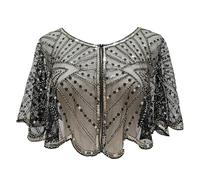 Hitburu Sequin Shawl | Vintage Beaded Shawl - Lace Wraps Evening Dresses Capelet for Bridal Date Photography Cosplay Travel Masquerade Prom Outdoor Gathering Costume