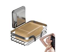 Hitburu Suction Cup Soap Dish - Soap Case Drain Holder - Stainless Steel Space-Saving with Hooks Container for Shower Shower Bathroom Hotel Use Kitchen Storage Cleaning