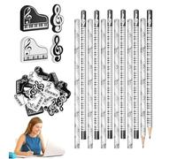 Hitburu Wooden Pencils for Kids | Music Note Pencils Piano Erasers - Funny Musical Theme Stationery Supplies for Writing Sketching Drafting Math Class Elementary Students