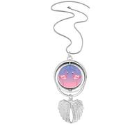 Hitched Flango couple Art Deco Fashion Pendant Angel Wings Rotating Necklace Jewelry