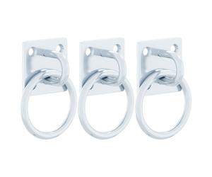 Hitching Rings with Plates Horse Block Tie Ring 3 pcs Silver Steel vidaXL