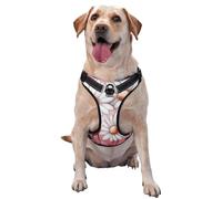 Hite Daisies And Pink Hearts No Pull Dog Harness Adjustable Reflective Oxford Easy Control Medium Large Dog Harness