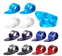 Hitefu 12 Pcs Celluloid Guitar Thumb & Finger Picks, Medium Flat Thumbpicks for Acoustic Guitar, Banjo, Ukulele, Bass (6 Colors, Style 1)
