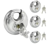 Hitefu 4 Packs Keyed Alike Discus Padlocks with Keys, Round Stainless Steel Disc Pad Lock for Storage, Garage, Fences & Sheds
