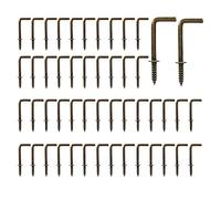 Hitefu 40PCS L Shape Screw Hooks, 1 Inch Antique Brass Self-Tapping Screw Hooks, Carbon Steel 7 Shape Right Angle Hooks
