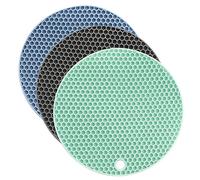 Hitefu Silicone Jar Opener Gripper Pads for Seniors, 3Pcs, Multifunctional Rubber, Anti-Slip Coasters, 18CM/7 INCH, Green/Blue/Gray