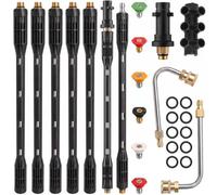 Hith Pressure Washer Extension Wand with Adapter for Karcher K Series K2-K7 | 10 Pcs 4000PSI Roof Gutter Cleaning Tools Extension Lance, 1/4 Inch Quick Connect, with 6 Nozzle Tips