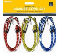 HITHIKA 6 Pack Heavy Duty Bungee Cords with Hooks - Strong Elastic Tie Down Straps for Tarp, Cargo, Motorcycle, Luggage, Trailer, Car, Camping, RV, Roof Rack, Outdoor Use, Waterproof Stretch Cord