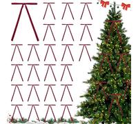 HItianya 24Pcs Velvet Christmas Bows, Red Velvet Bows for Christmas Tree, Enhance the Festive Atmosphere, for Wreaths, Gifts, Door, Garland, Home Decor