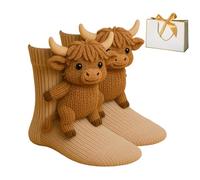 HItianya 3D Knit Animal Socks, Novelty Floor Sock, Cute Animal Hand Crochet Socks for Christmas, Winter Warm Floor Sock for Adults,Breathable Anti-Sweat, Christmas Gifts (G,One Size)
