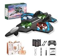 HItianya Flip Jet Pro Plane, Flip Jet Pro Rc Stunt Fighter Jet Toy for Kids, Foam Remote Control Airplane Fighter Jet with 360°Flips & LED Lights, 3 Speeds Adjustable for Kids Beginners (C*3Battery)