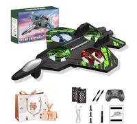 HItianya Flip Jet Pro Plane, Flip Jet Pro Rc Stunt Fighter Jet Toy for Kids, Foam Remote Control Airplane Fighter Jet with 360°Flips & LED Lights, 3 Speeds Adjustable for Kids Beginners (A*2Battery)